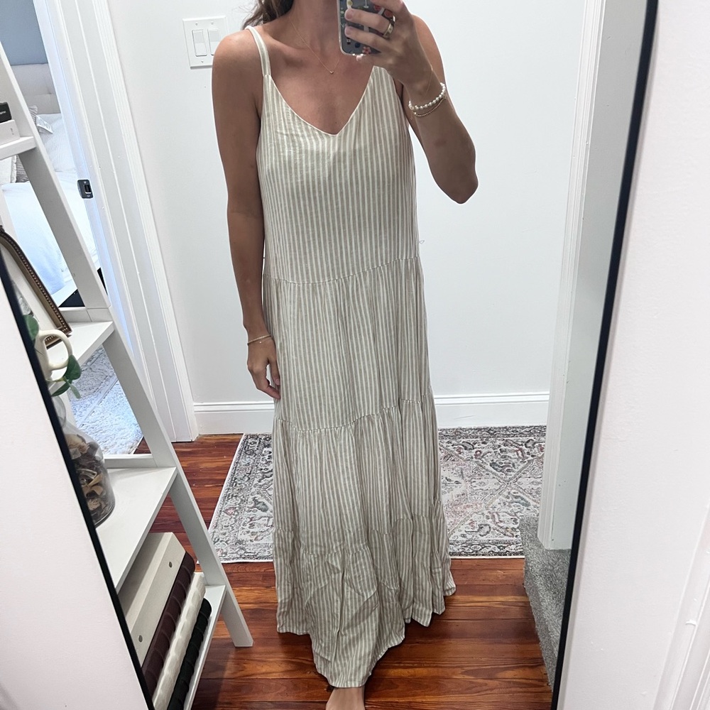 Splendid Cream Striped Maxi Dress